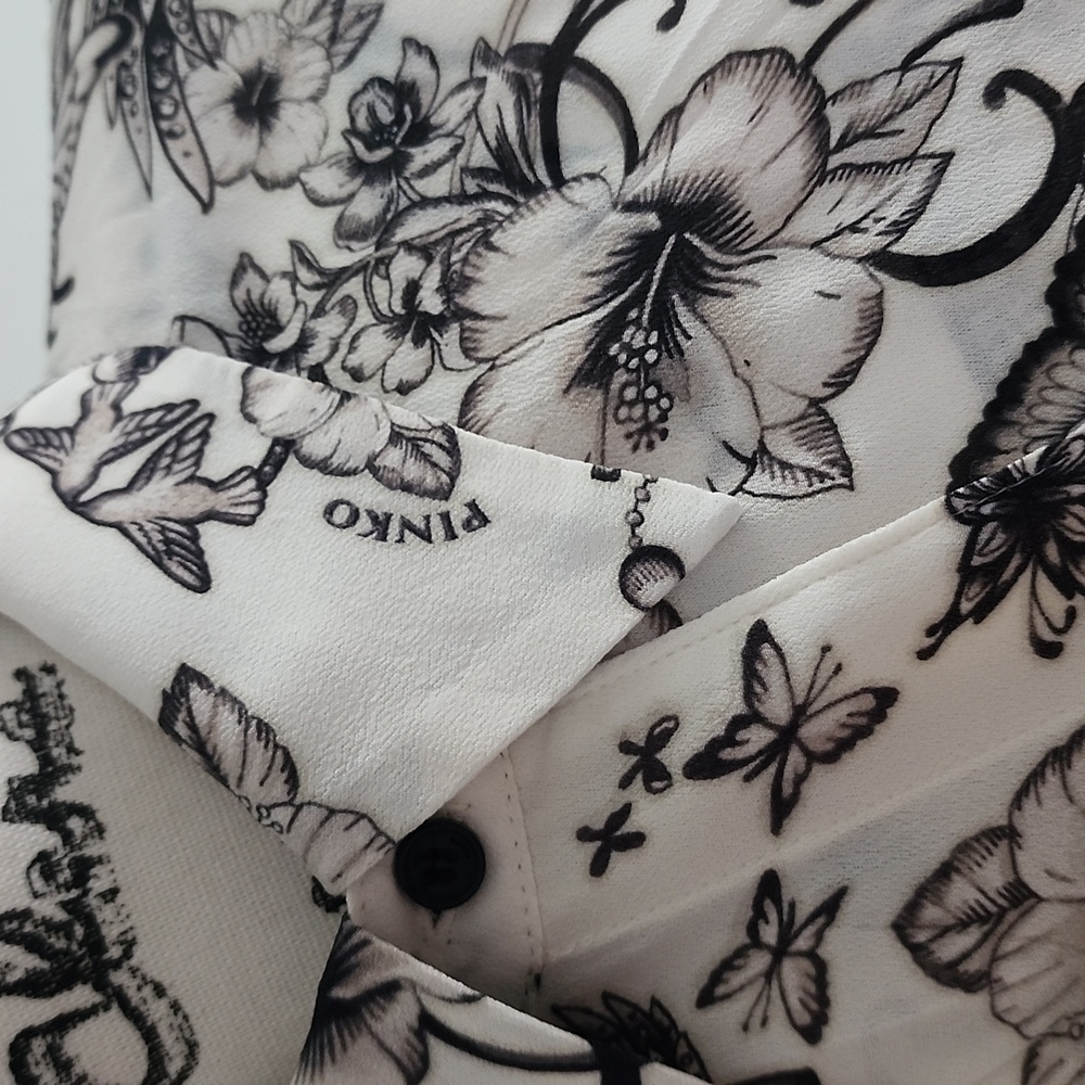PINKO Corisha Tattoo Print Crepe Blouse - Picture 10 of 13